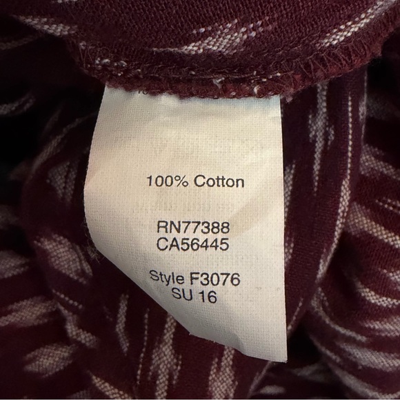 Madewell Womens S Ikat Burgundy Patterned Midi Dress Tie Strap Boho Shift Pocket - Picture 8 of 9
